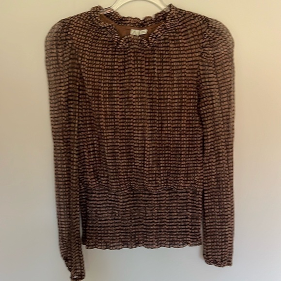 Joie Tops - Joie cinch waist top black and gold sheer women size small